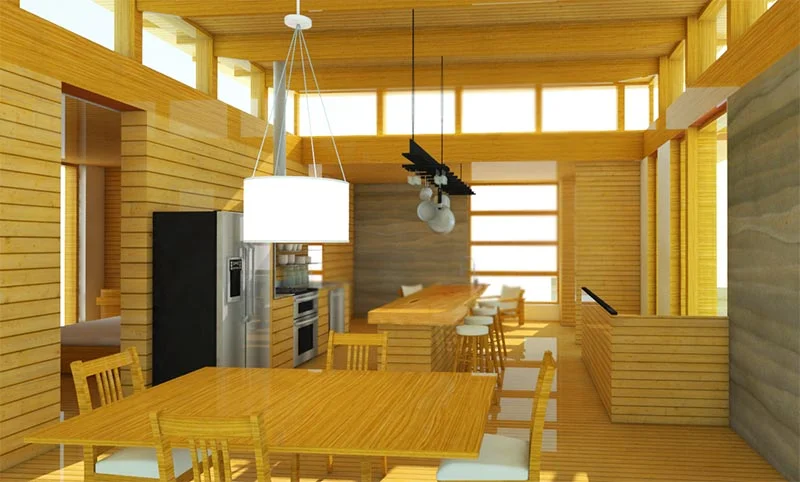 Interior of Northwest Modern Cabin with Clerestory Natural Lighting