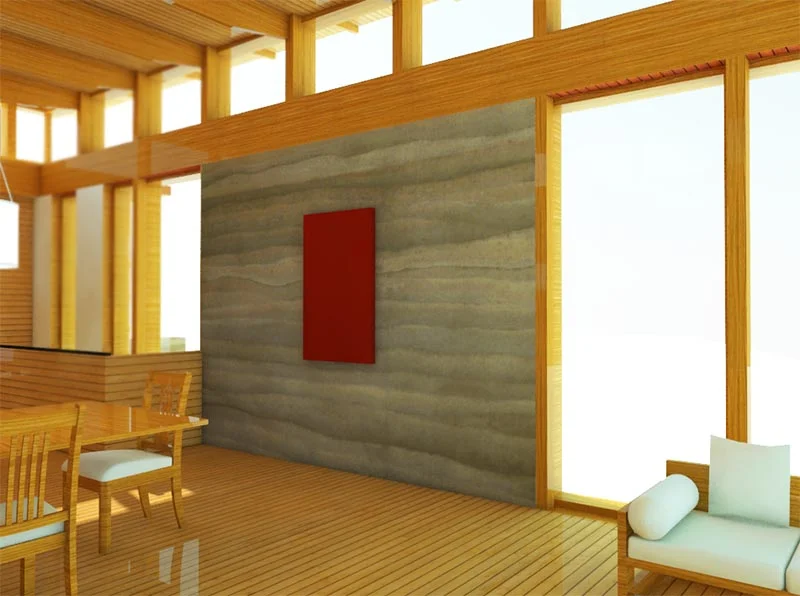 Rendering of Rammed Earth and Concrete Mix Shear Wall