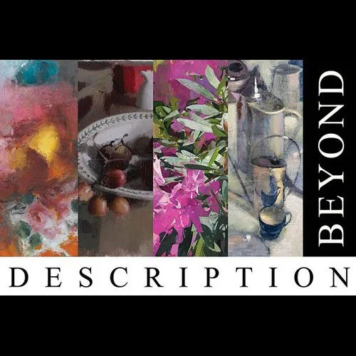 Collage of various still life and floral paintings with text 'BEYOND DESCRIPTION' on the right side.