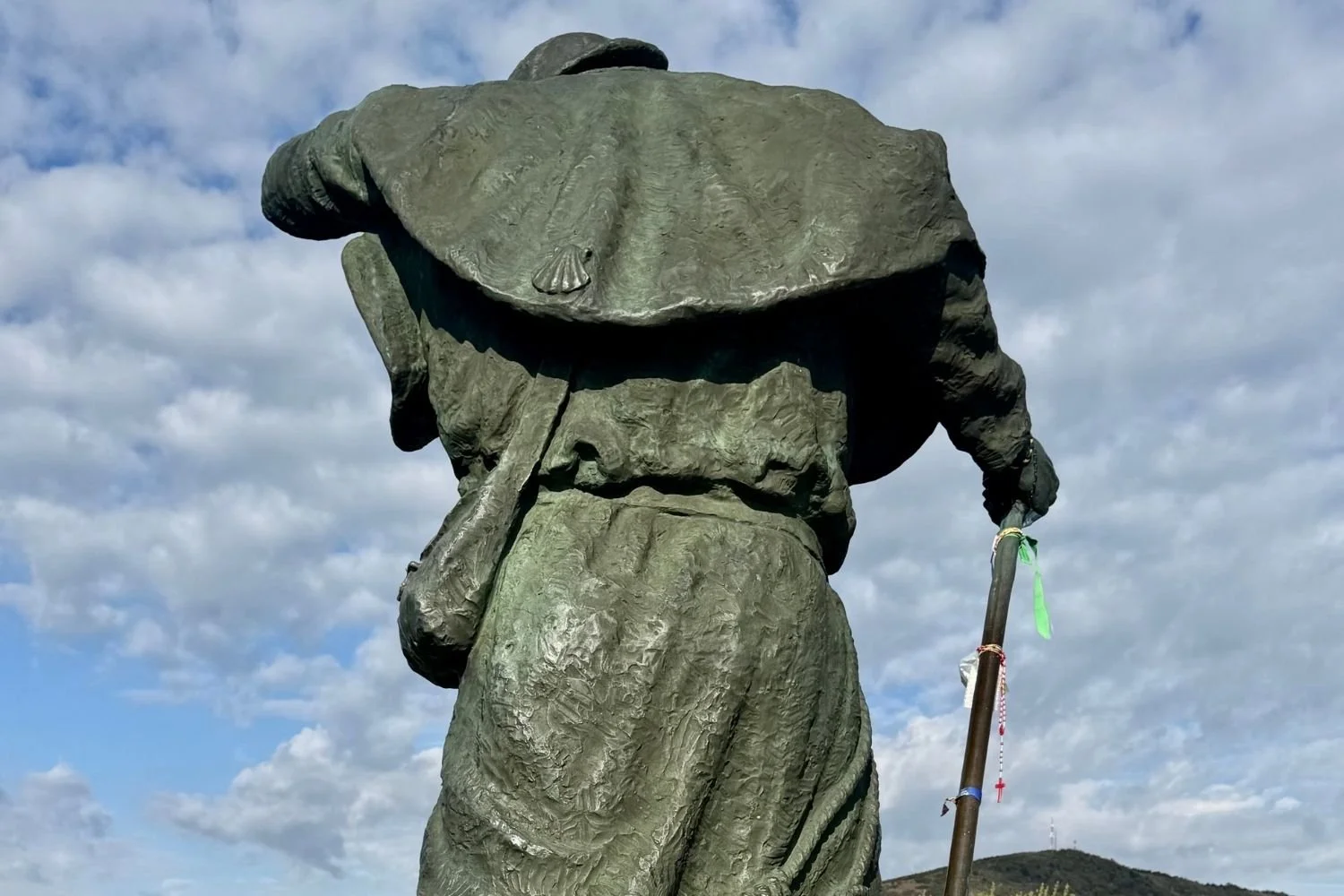 Camino Frances detail of pilgrim monument