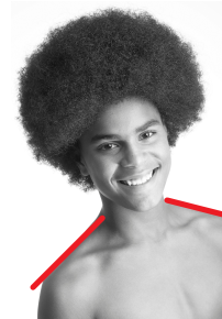 boy with very sloped shoulder posture with red lines to show the angles