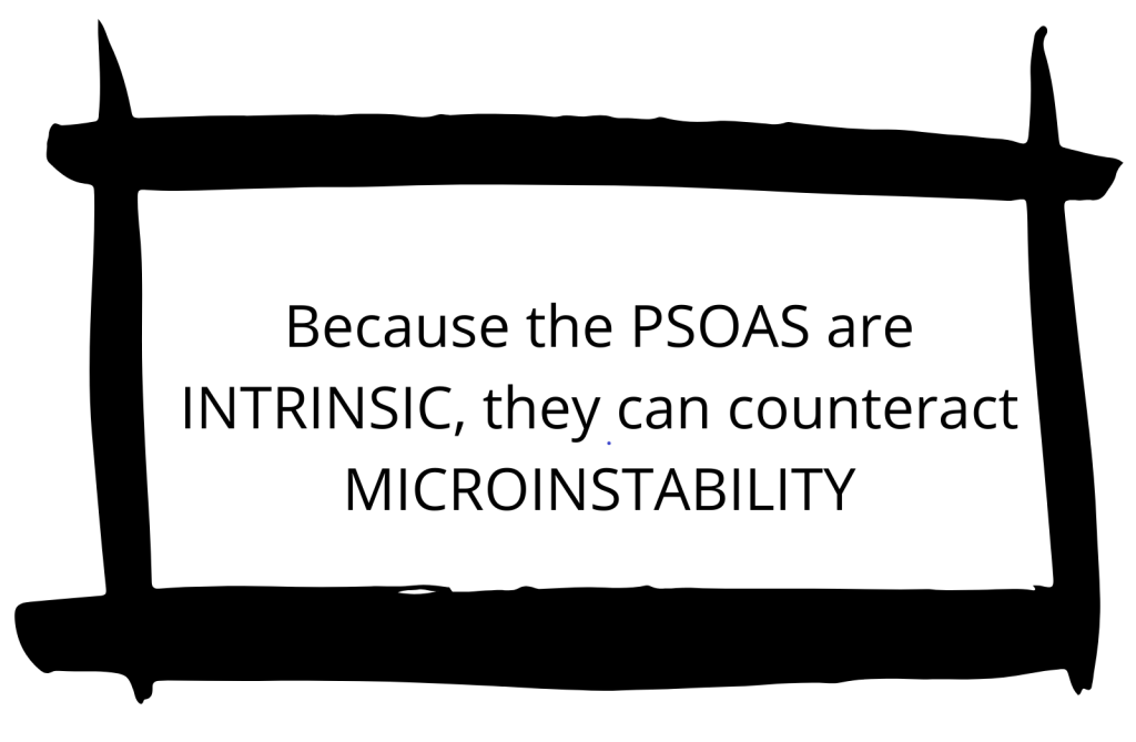 box around the text "because the psoas are intrinsic, they can counteract microinstability"