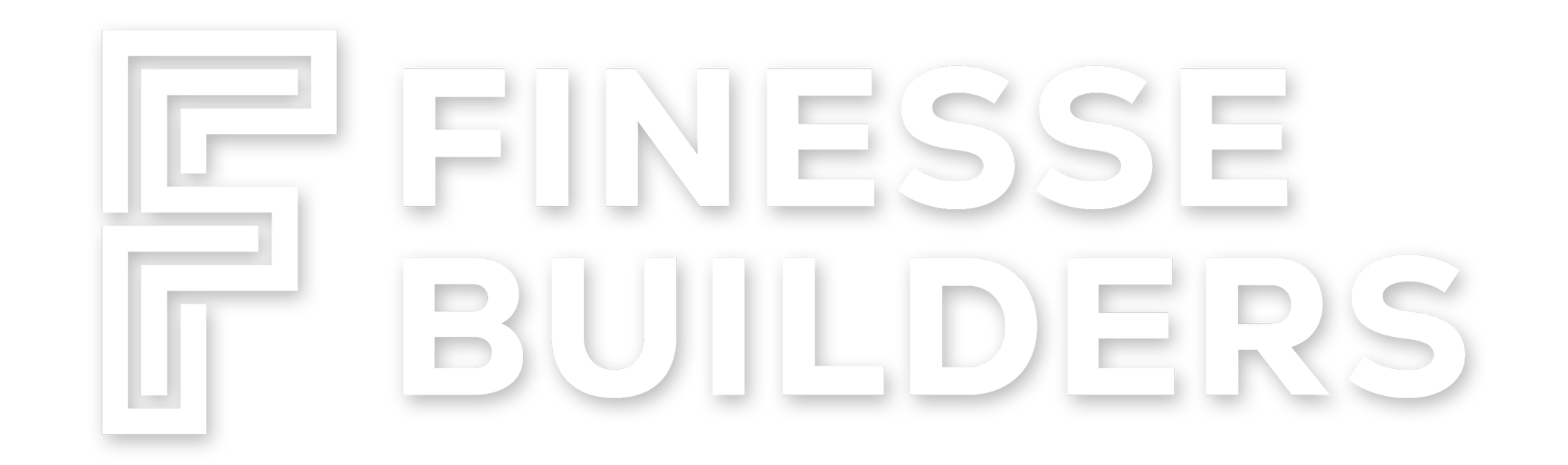 Black and white logo with the text 'Finesse Builders' and a floor-plan-like design on the left side.