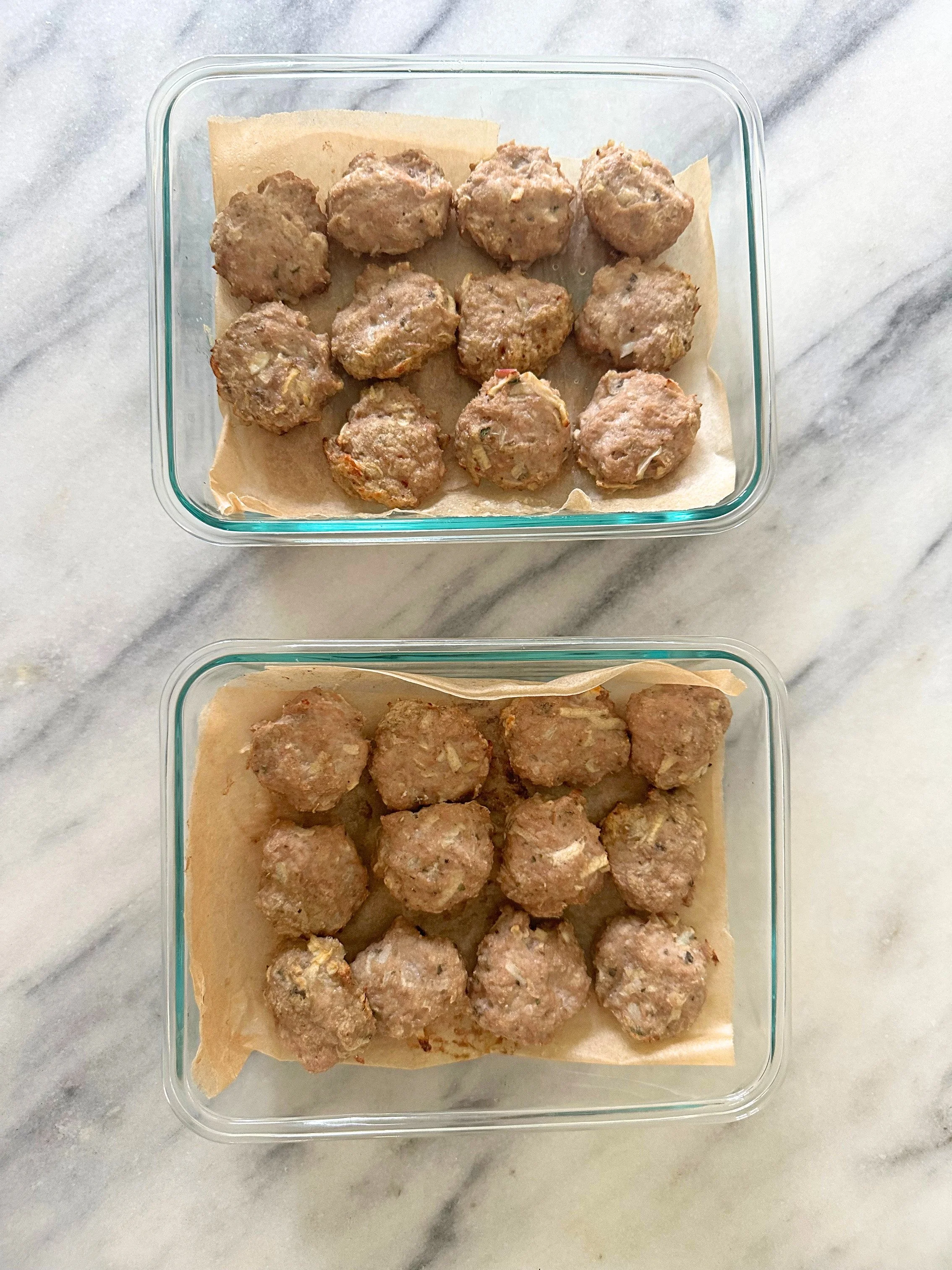 turkey bites in glass storage