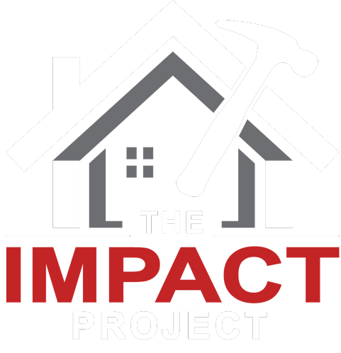 Logo featuring a house with a hammer and roofing tool above the text 'THE IMPACT PROJECT'.