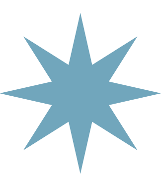 A blue eight-pointed star or burst shape on a black background.