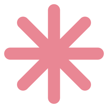 Pink asterisk-like symbol with eight rounded arms evenly spaced.