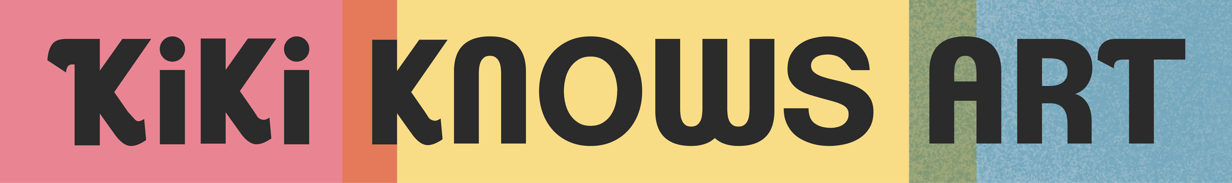Colorful background with the words 'kiki KIOUS ART' in bold black letters.