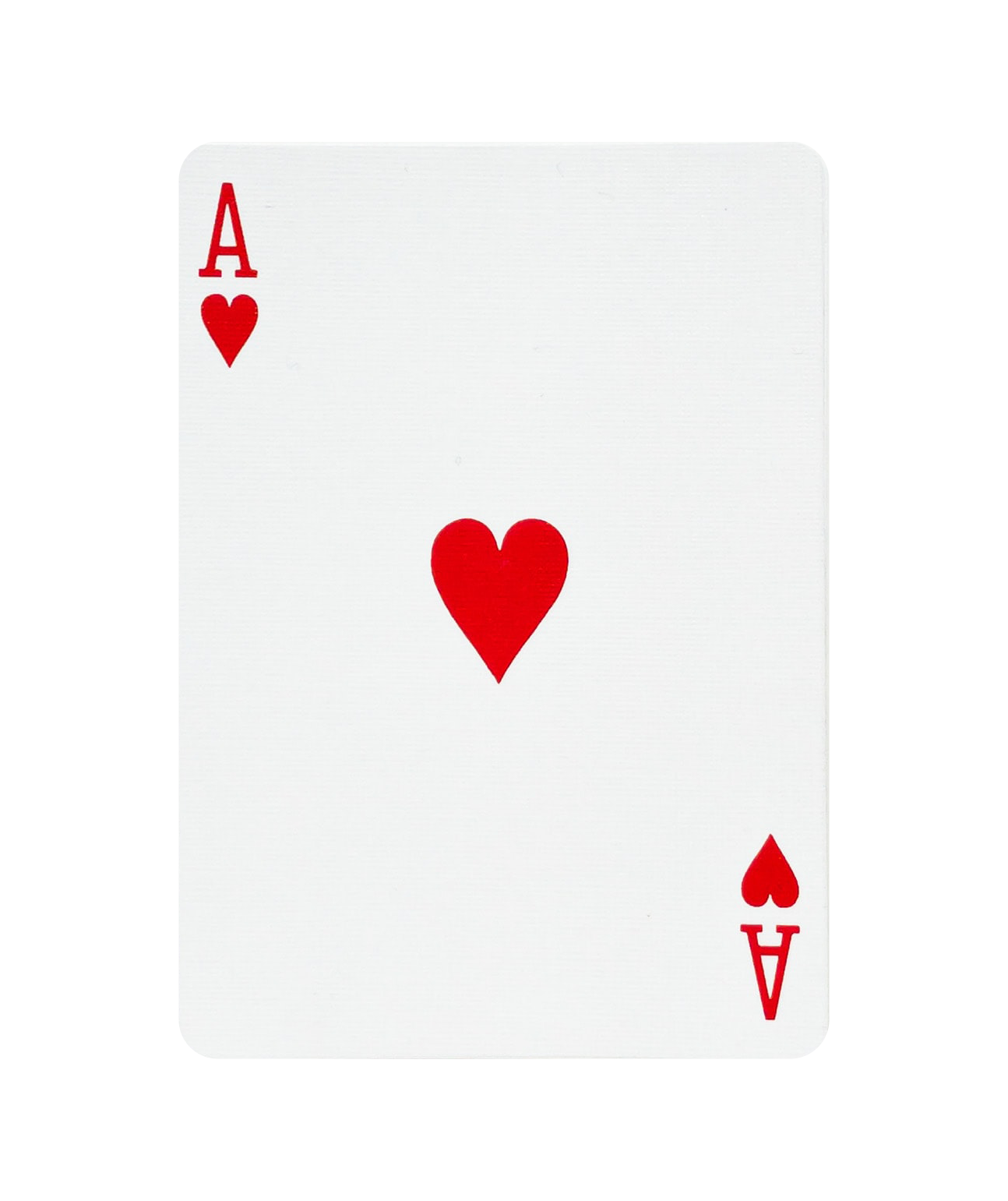 Close-up of an Ace of Hearts playing card.