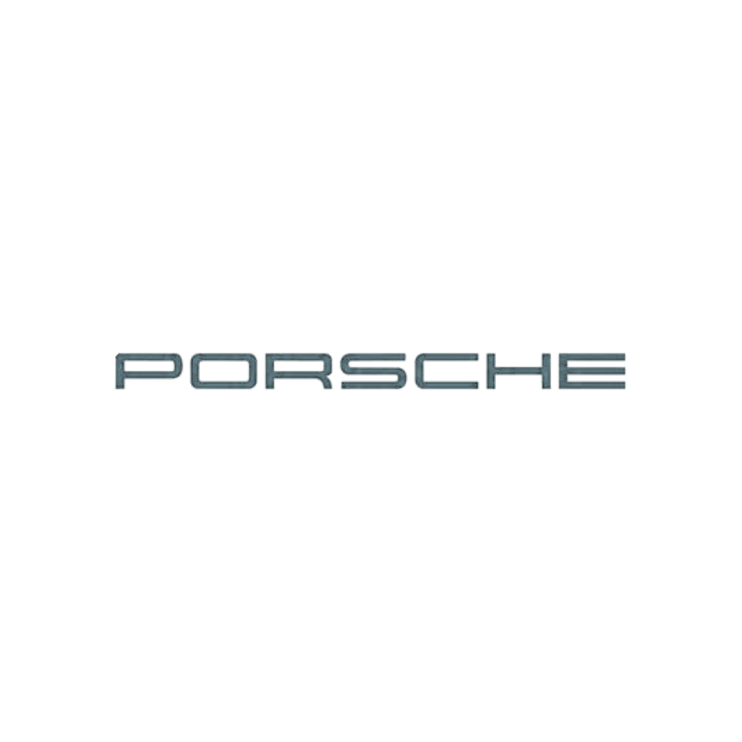 Porsche logo in a gray.