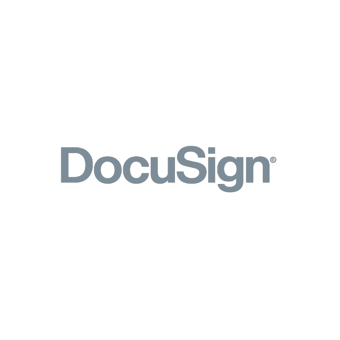 DocuSign logo in gray.