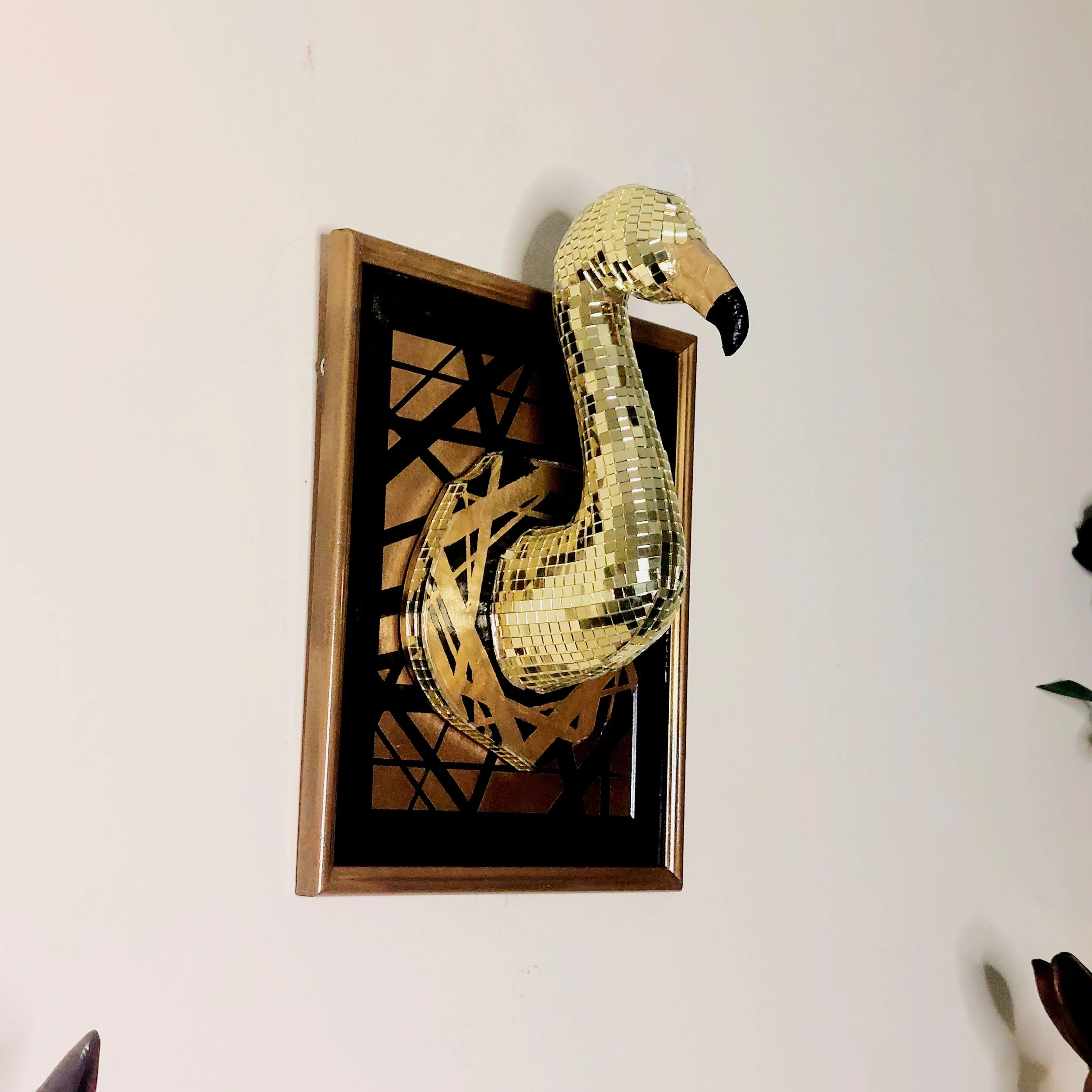 Disco Flamingo Black & Gold
