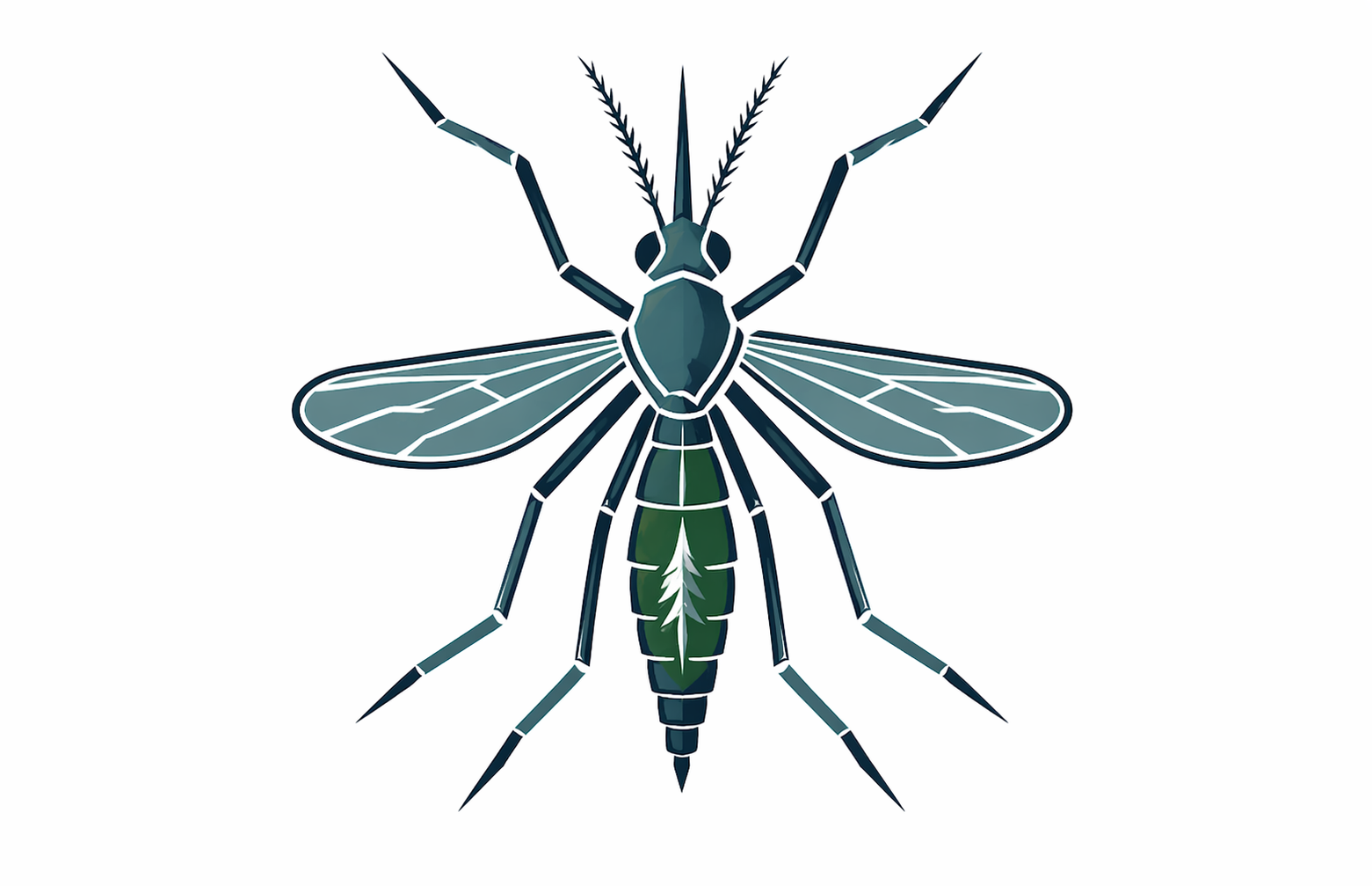 Digital illustration of a mosquito with detailed wings, legs, and body.
