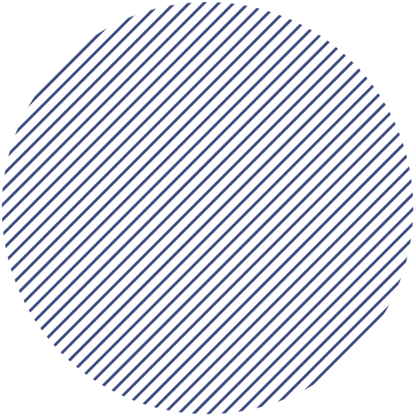 A black circle with diagonal blue lines running across it, creating a striped pattern.