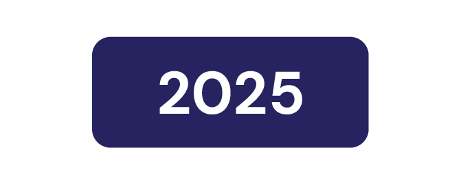 A digital display showing the number 2025 in white text on a purple background.