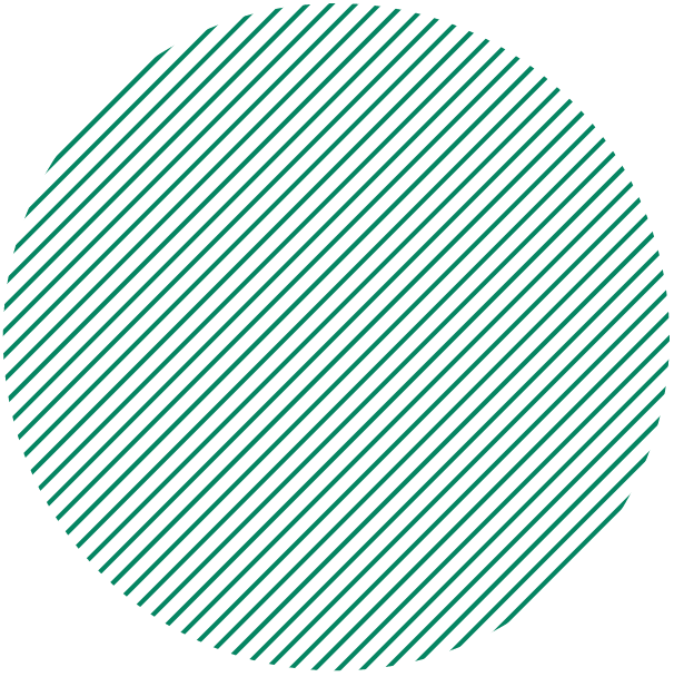 A large circle filled with evenly spaced, diagonal green lines on a white background.