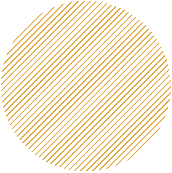 A circle with gold diagonal lines on a black background.