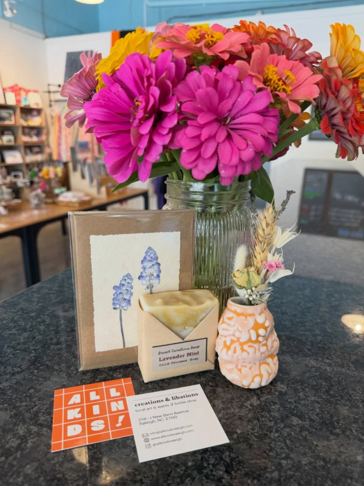Need a last-minute gift? We&rsquo;ve got you covered! With artist offerings ranging from pottery to prints + add-in&rsquo;s like mini prosecco (and NA Ros&eacute;) bottles, we can help assemble something curated and super cute for whoever needs a pic
