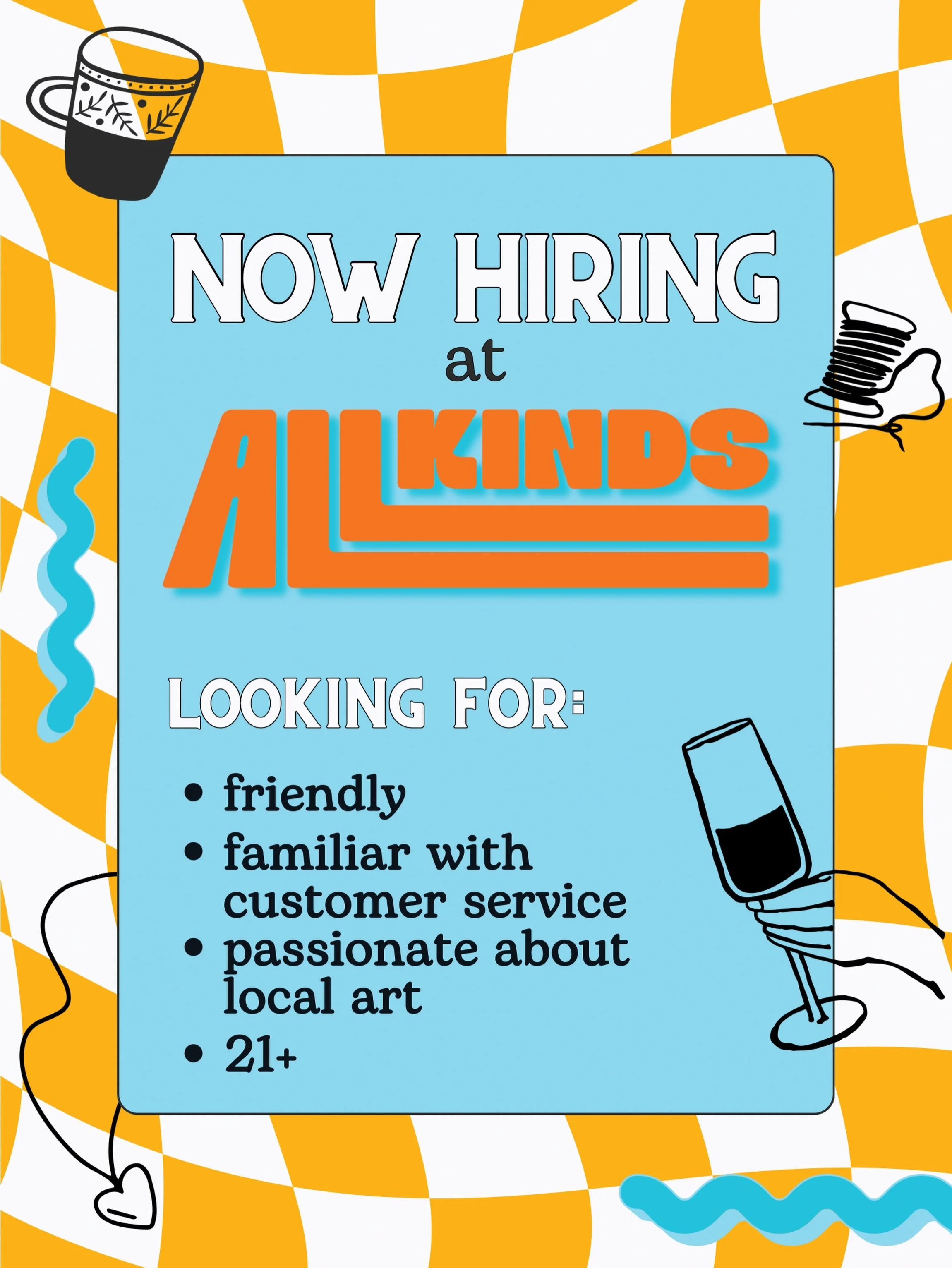 We need a few good folks for our team at @allkindsraleigh! Email us your resume and any experience or questions to info@allkindsraleigh.com.

If you&rsquo;re interested in a person-facing position where you get to know amazing local art vendors and c
