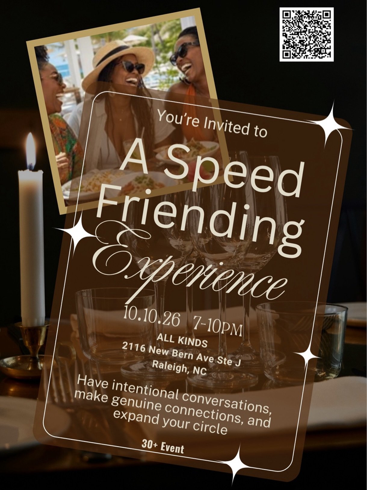 We&rsquo;ve got an amazing event scheduled for this Saturday, 10/10! @sisletsconnectnc is hosting a friendship speed dating event for ladies in the 30+ range. Come hang with us and enjoy light bites and beverages while possibly getting to know your n