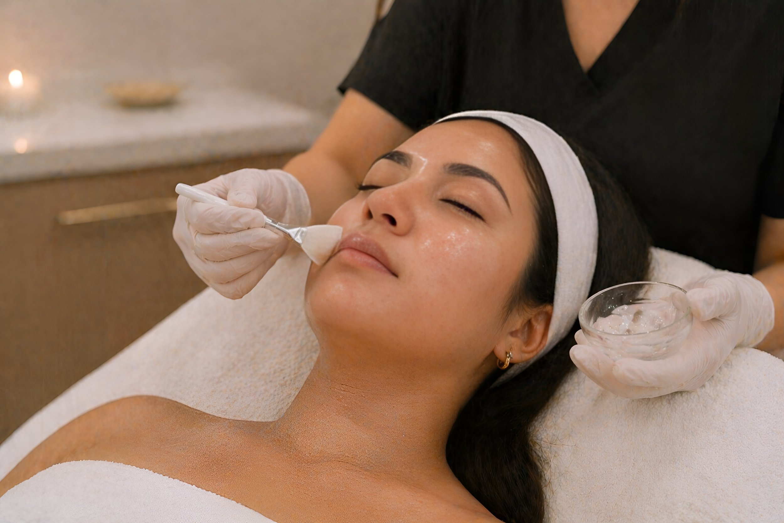 Professional skin treatment with a cleansing mask at a Sarasota medical spa