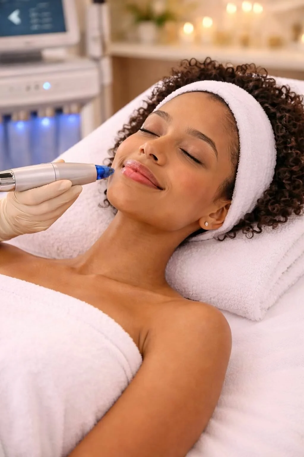 Patient with smooth, glowing skin after a facial treatment at Injections & Co. in Sarasota