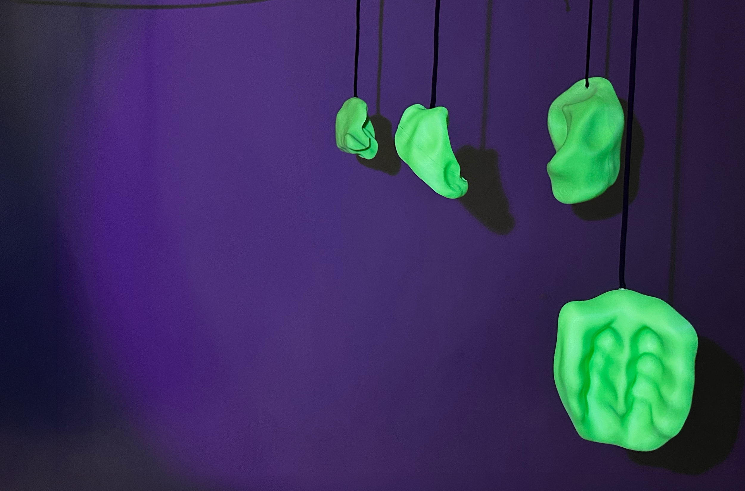 Transcend Into The Void (2026)
Ciara L Campbell
3D-printed PLA, UV lighting
Variety of size