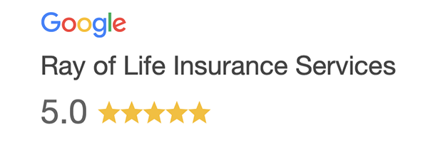 Google search result for Ray of Life Insurance Services showing a 5-star rating.