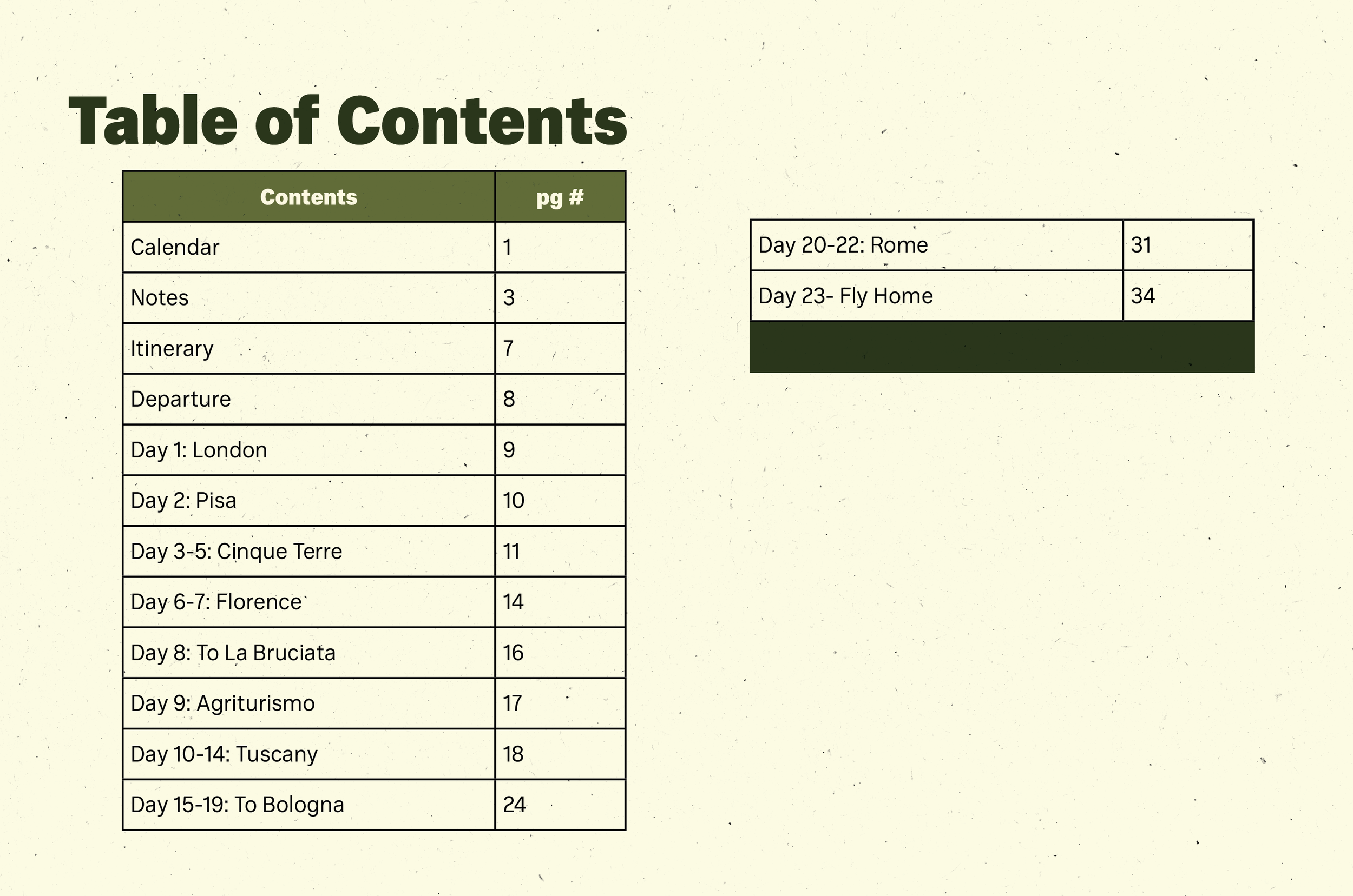 Travel Itinerary Book- Client Info Redacted for Privacy