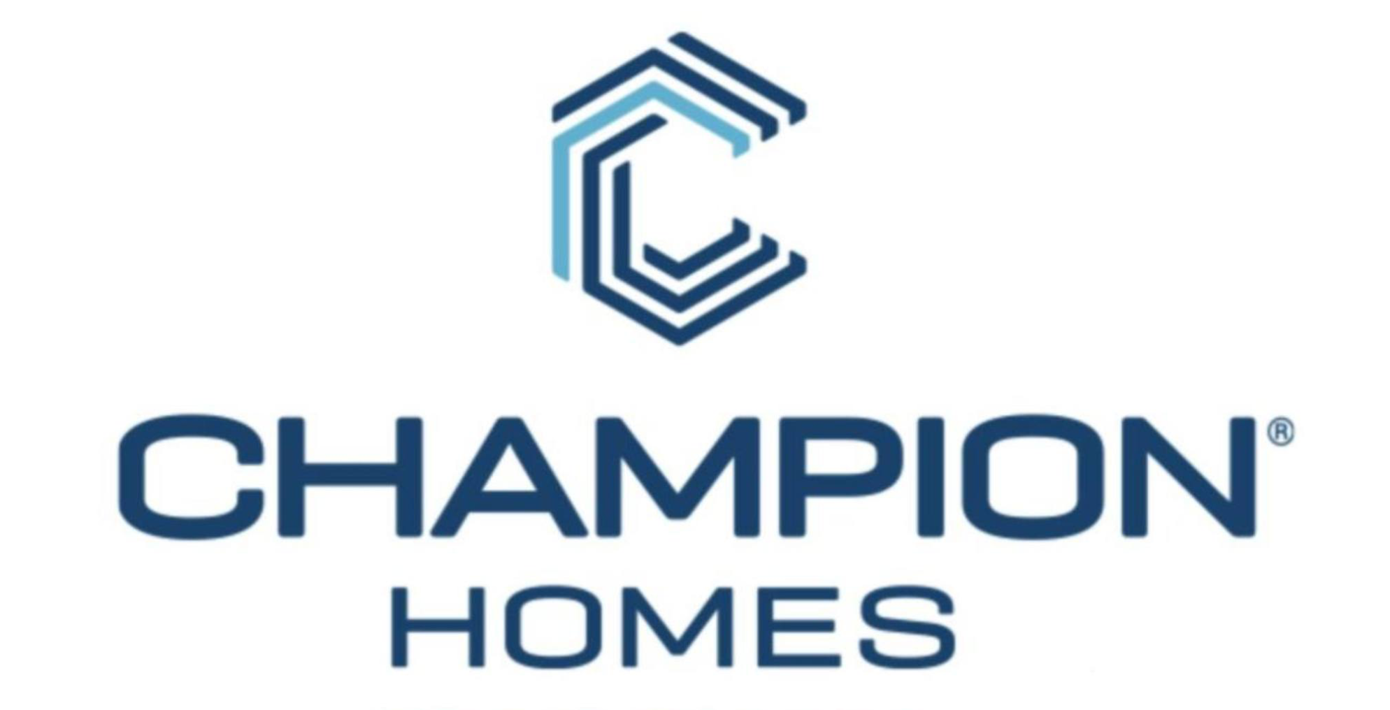 Champion Homes logo featuring a stylized house shape above the words Champion Homes in blue text.