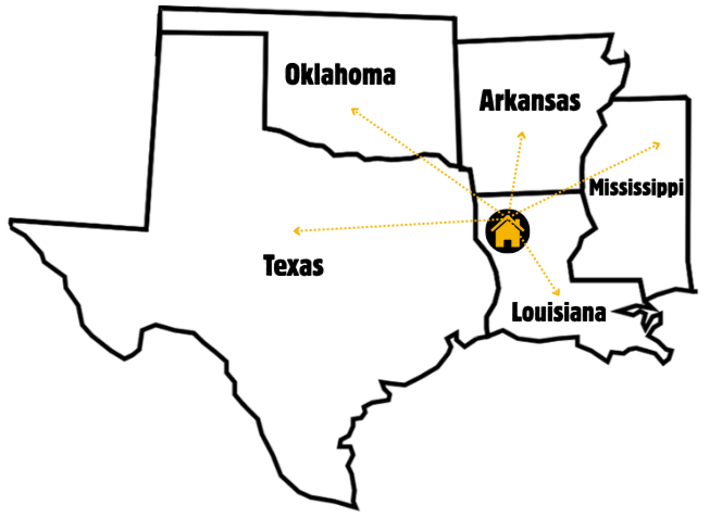 Diagram showing a house in the center with five arrows pointing outward labeled 'Radio, TV, Satellite, Satellite Dish, Antenna'.