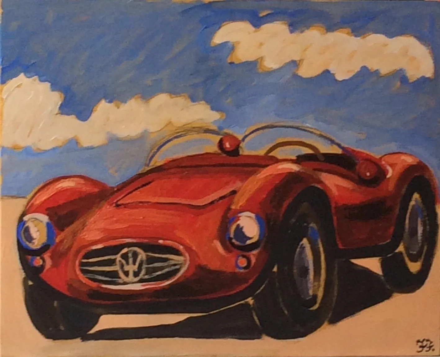 Dipinto di Francesco Ferrari - Maserati A6 GCS53 barchetta Fantuzzi, 1954, acrilico su tavola, 50x40 cm, 2019.jpg