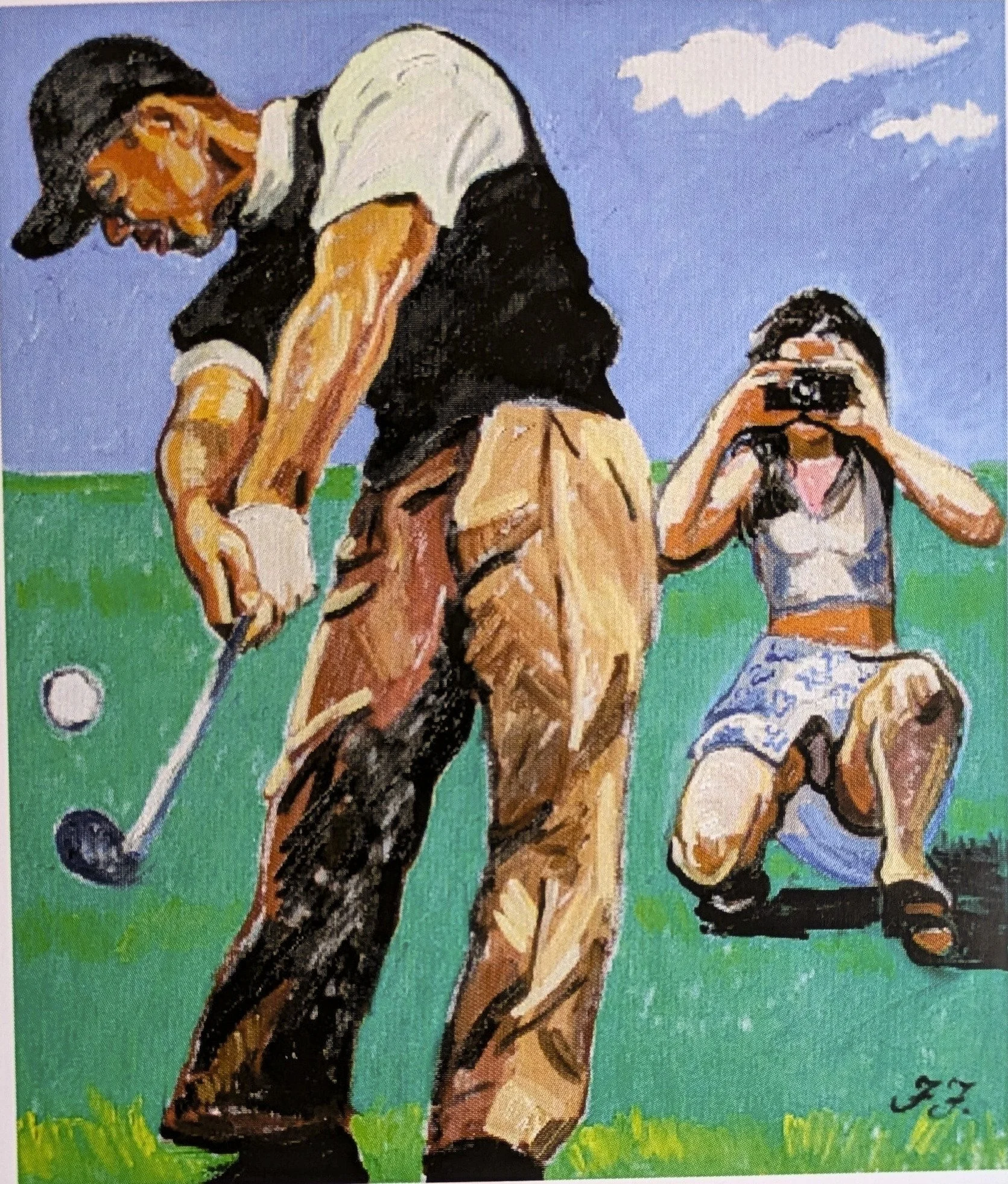 Tiger Woods, 2004, oil on canvas, 60 × 70 cm, 2010, by Francesco Ferrari, Non Solo Golf series
