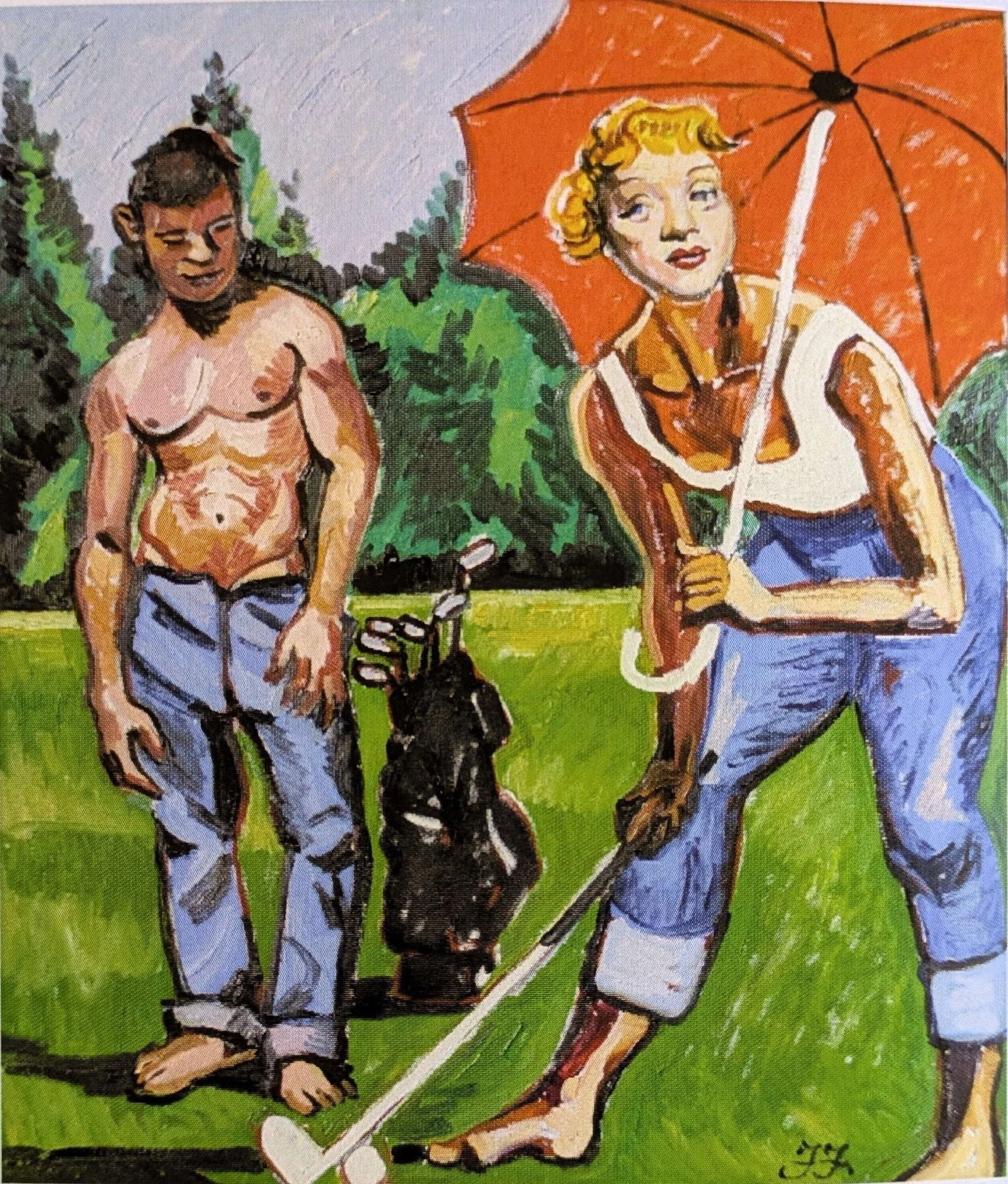 Marlene Dietrich, oil on canvas, 60 × 70 cm, 2010, by Francesco Ferrari, Non Solo Golf series