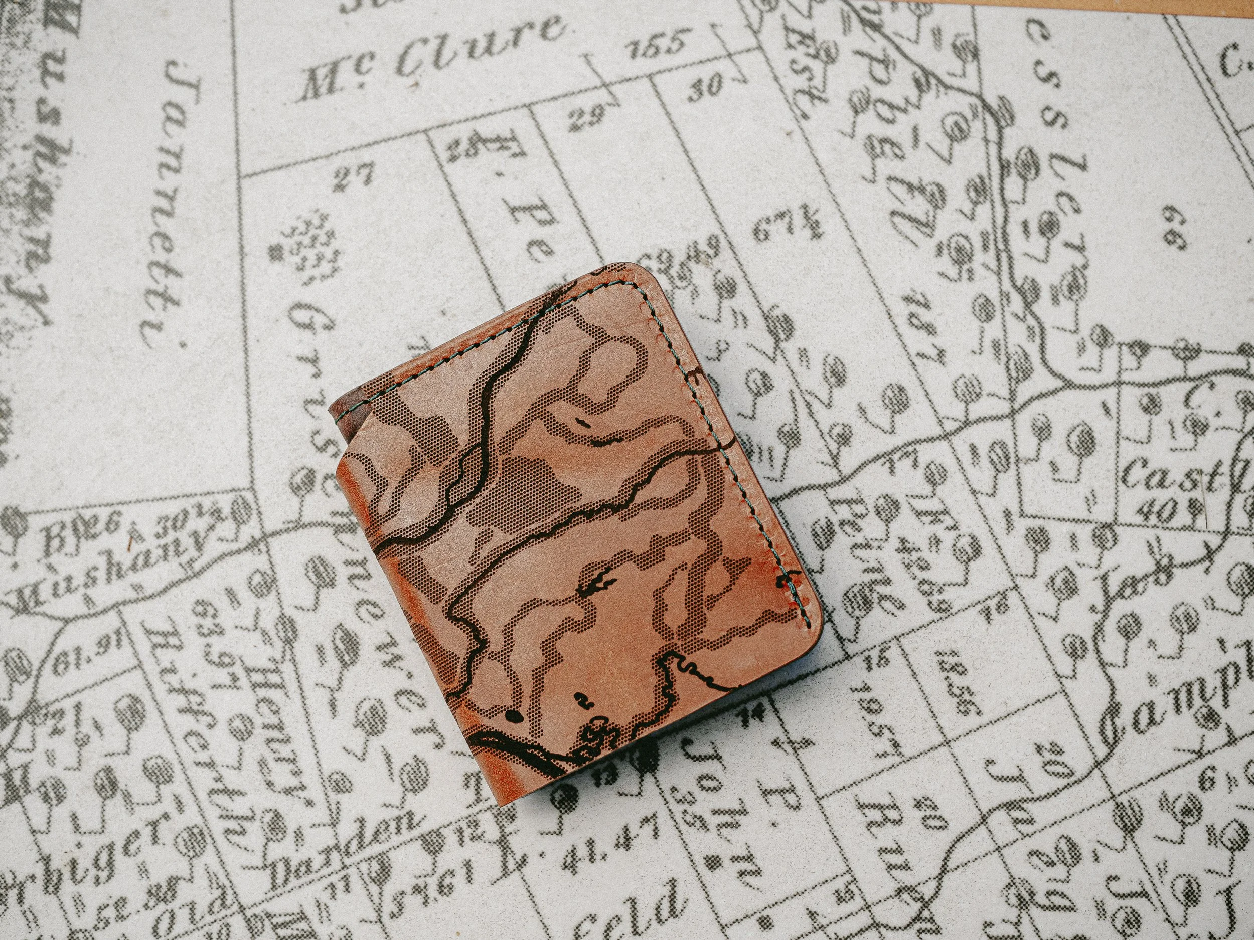 Leather Greenway Map Wallet