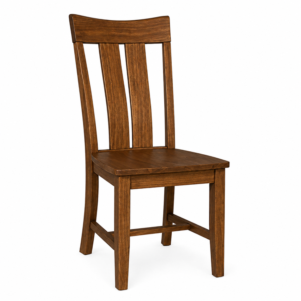 Wooden dining chair with high back and vertical slats