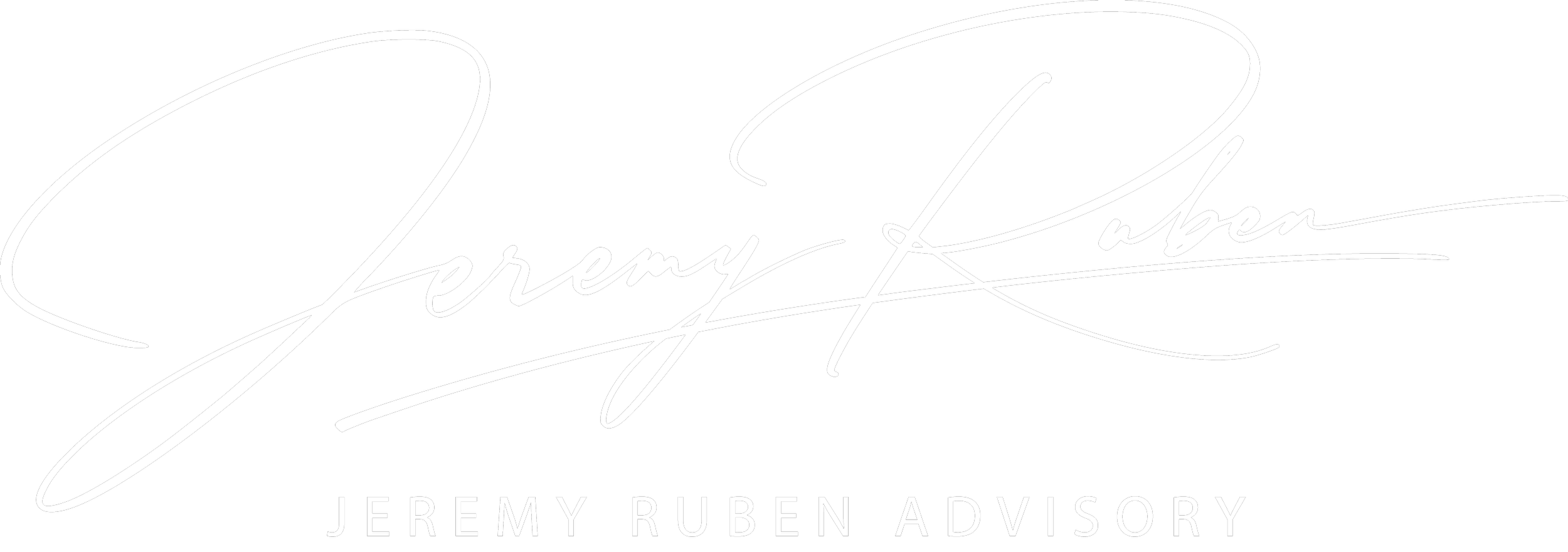Stylized white script of 'Jeremy Ruben' on black background, with smaller text below reading 'Jeremy Ruben Advisory'.