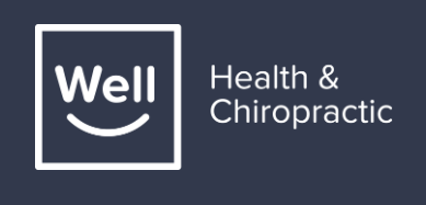 Well Health & Chiropractic logo with a dark background and white text.