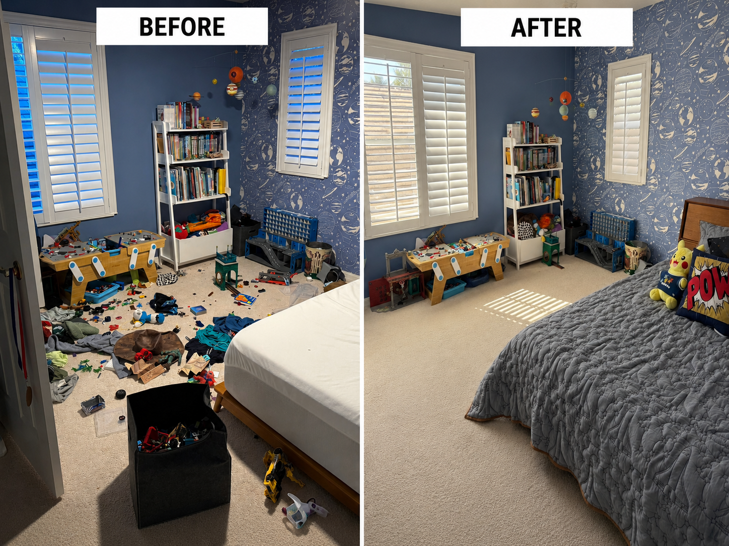 Bedroom deep cleaning before and after in Orlando, FL