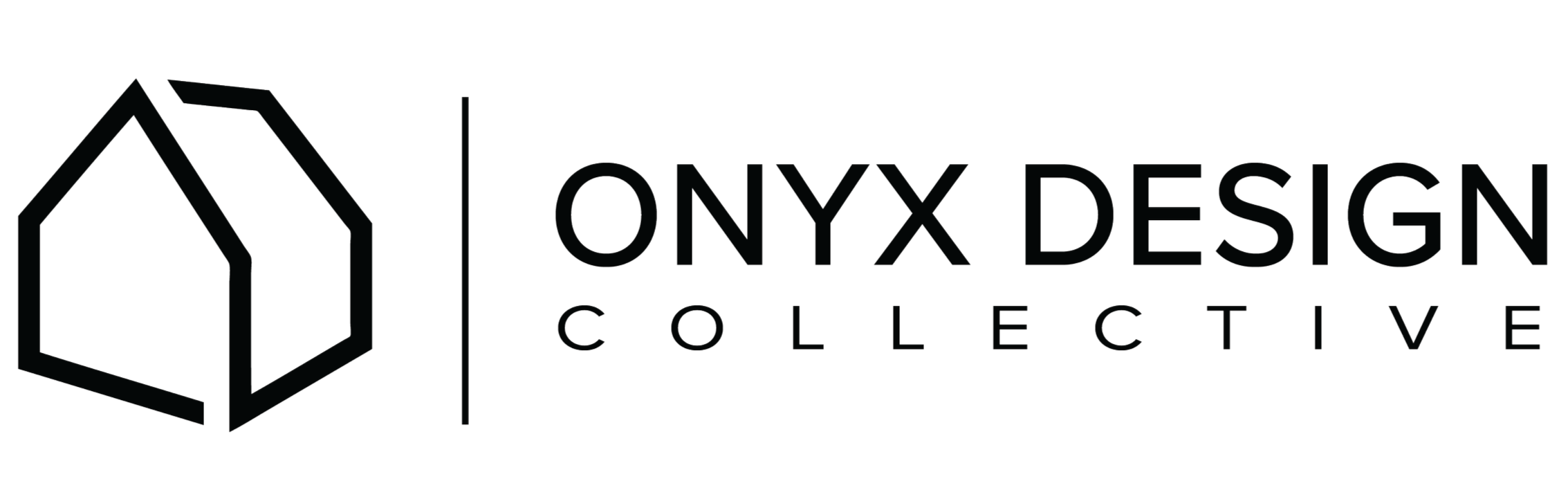 Logo of ONYX DESIGN COLLECTIVE with a geometric house icon and text