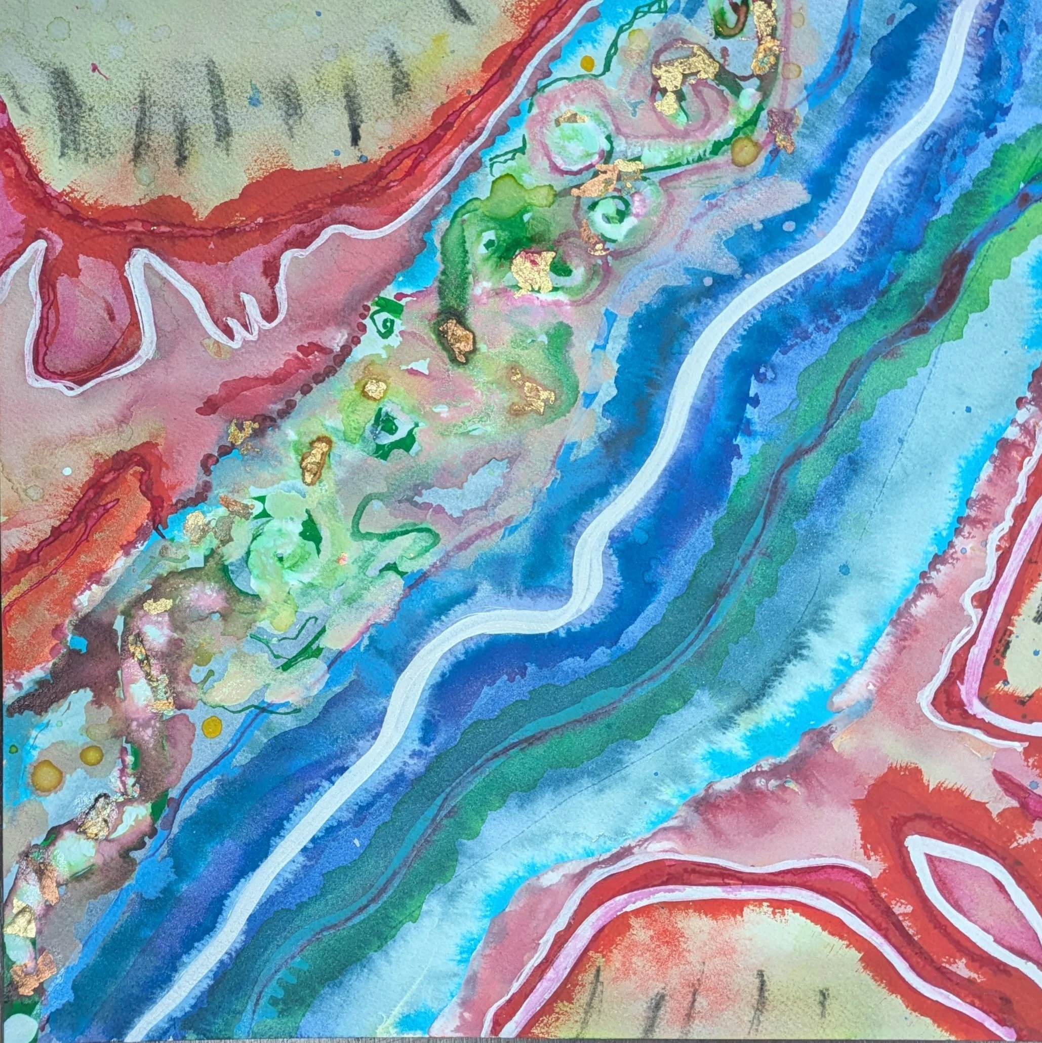 Freedom, 2025, Ink and mixed media, 12x12in (30.5x30.5cm) 