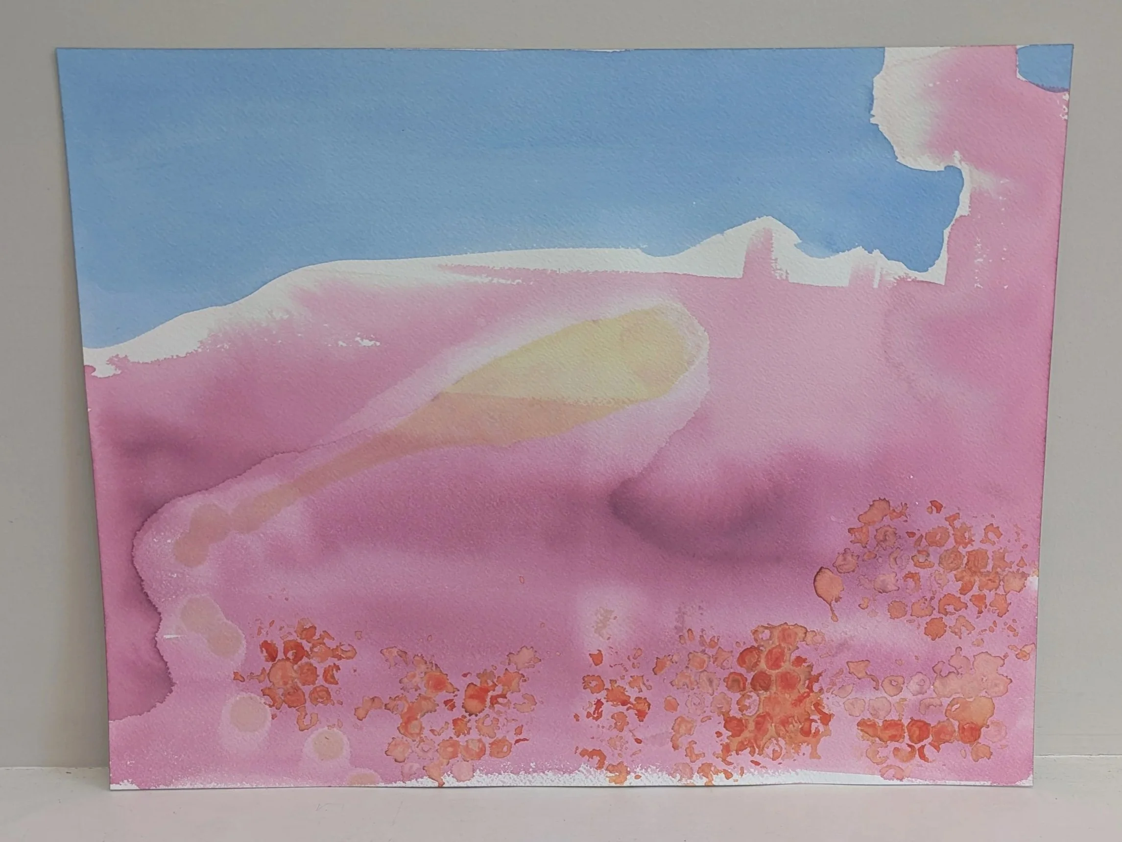 Soul Comet, 2026, Ink and homemade earth pigment on watercolor paper, 14x10in (35.5x25.5cm)
