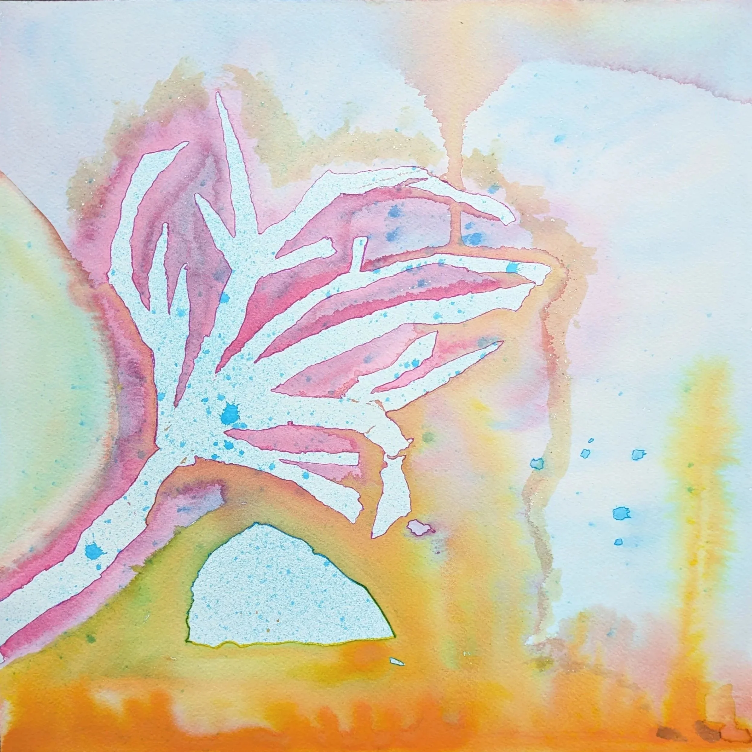 Sumac Tree, 2025, Ink on watercolor paper, 12x12in (30.5x30.5cm) 