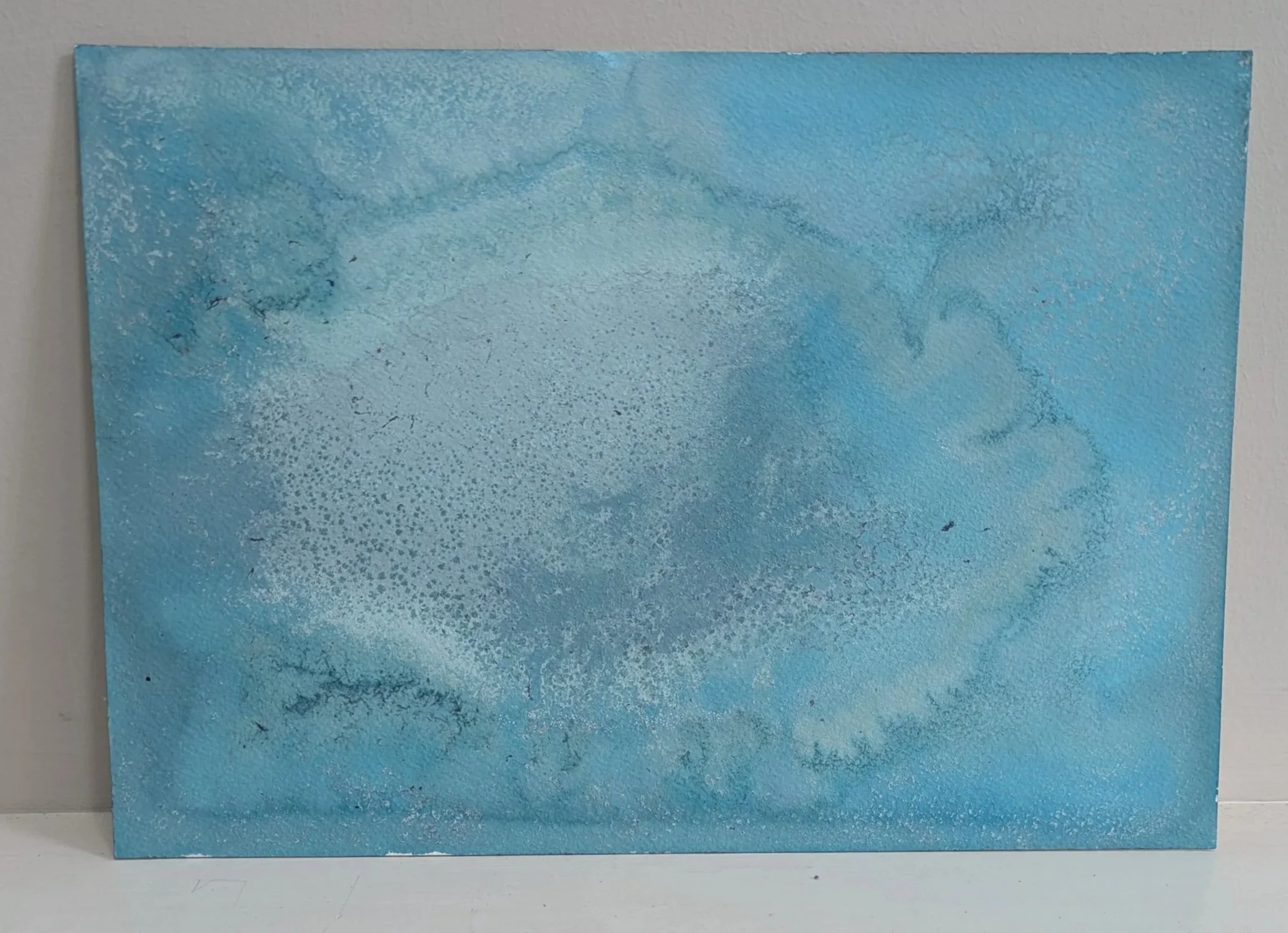 Untitled (Big Blue), 2026, Homemade earth pigment with natural materials on watercolor paper, 7x10in (~18x25.5cm) 