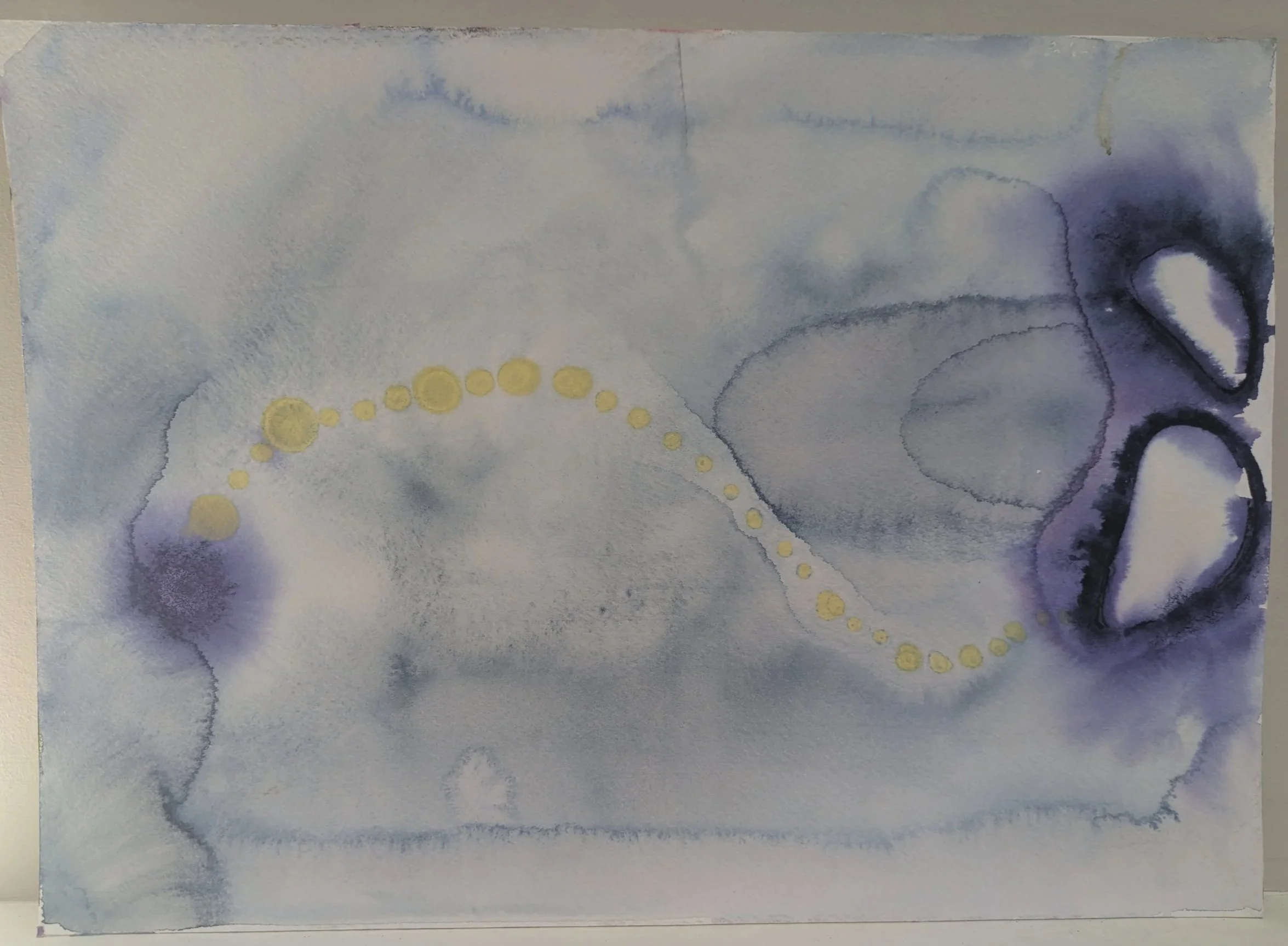 Mussel Friends, 2026, Ink and homemade earth pigment on watercolor paper, 10x14in (25.5x35.5cm)