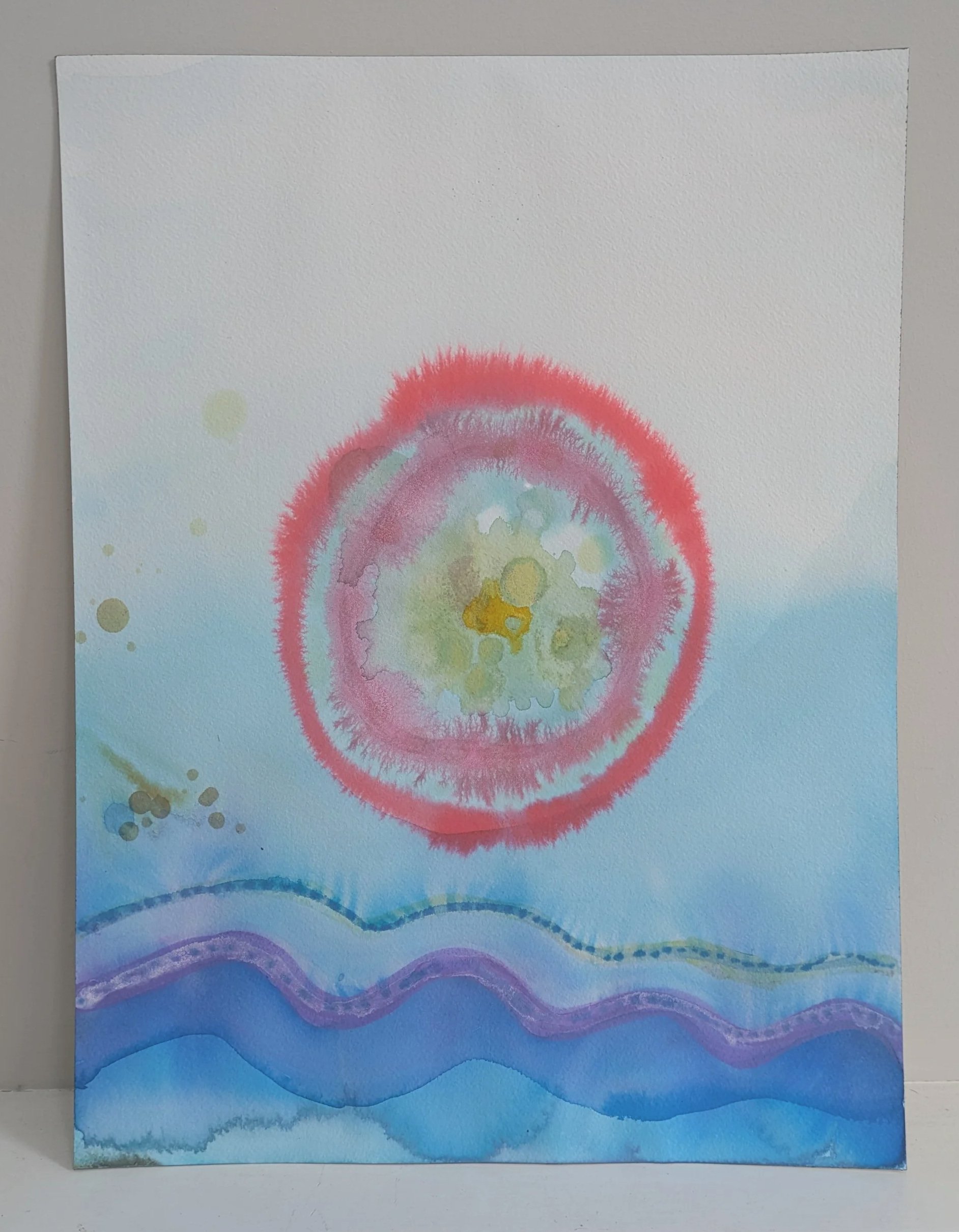 Underwater Friend, 2026, Ink on watercolor paper, 16x12in (40.5x30.5cm)