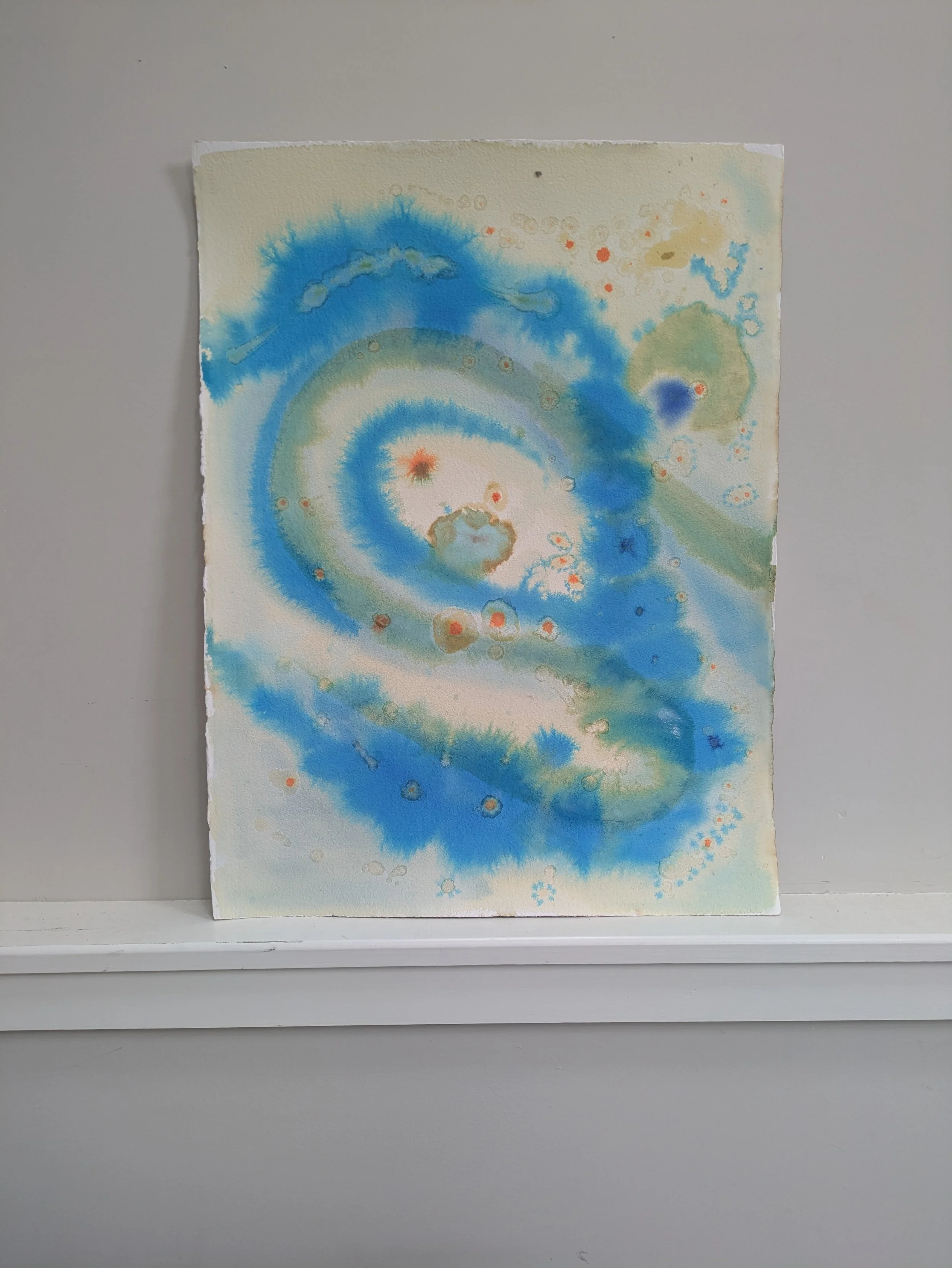 Cosmic Mother, 2025, Ink and homemade earth pigment on watercolor paper, 29x22.5in (73.5x57cm)