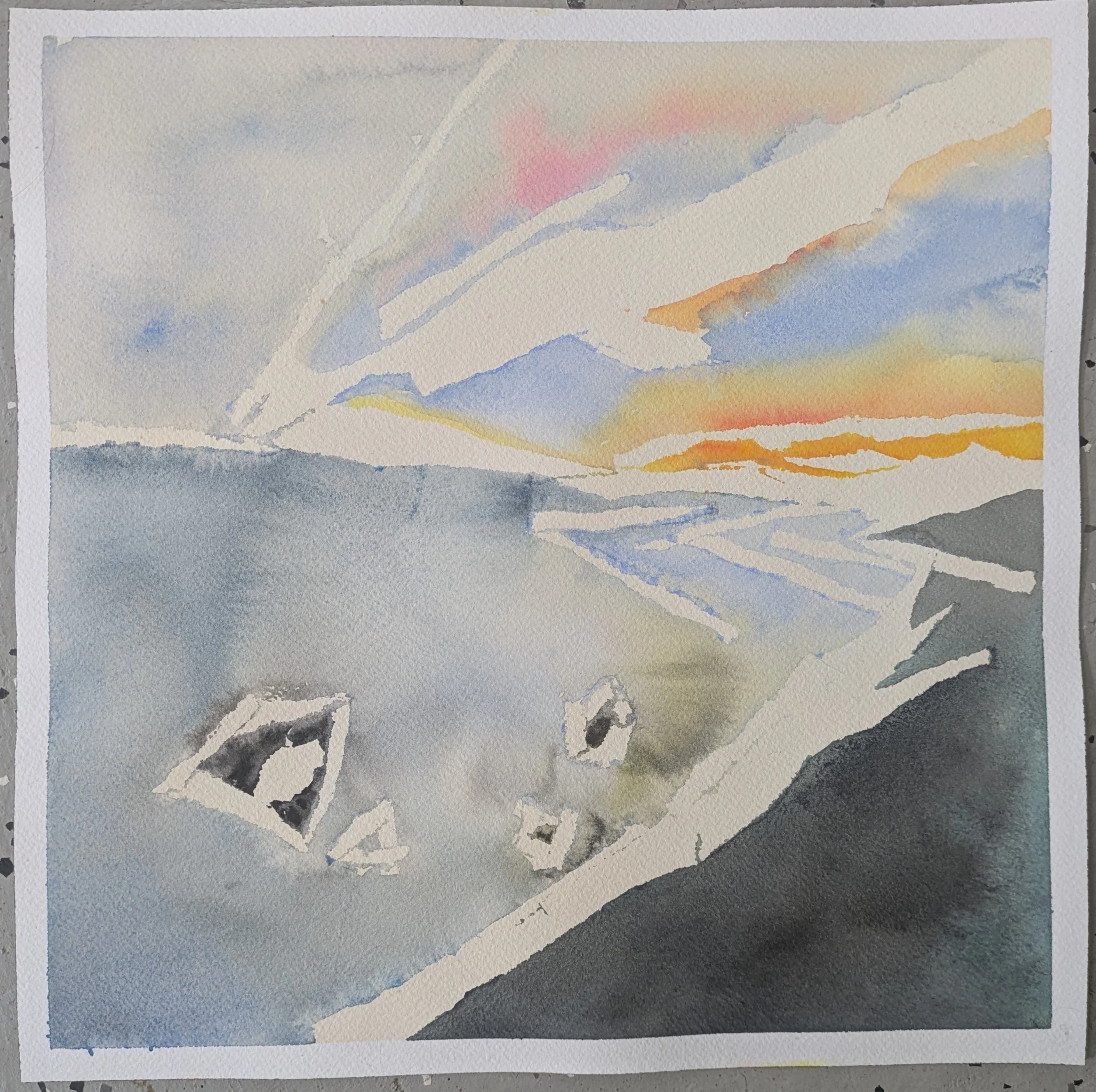Rocky Beach (Back Rocks), 2025, Ink, 12x12in (30.5x30.5cm) 