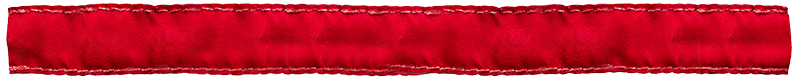 Close-up of a red fabric border with a decorative lace trim.