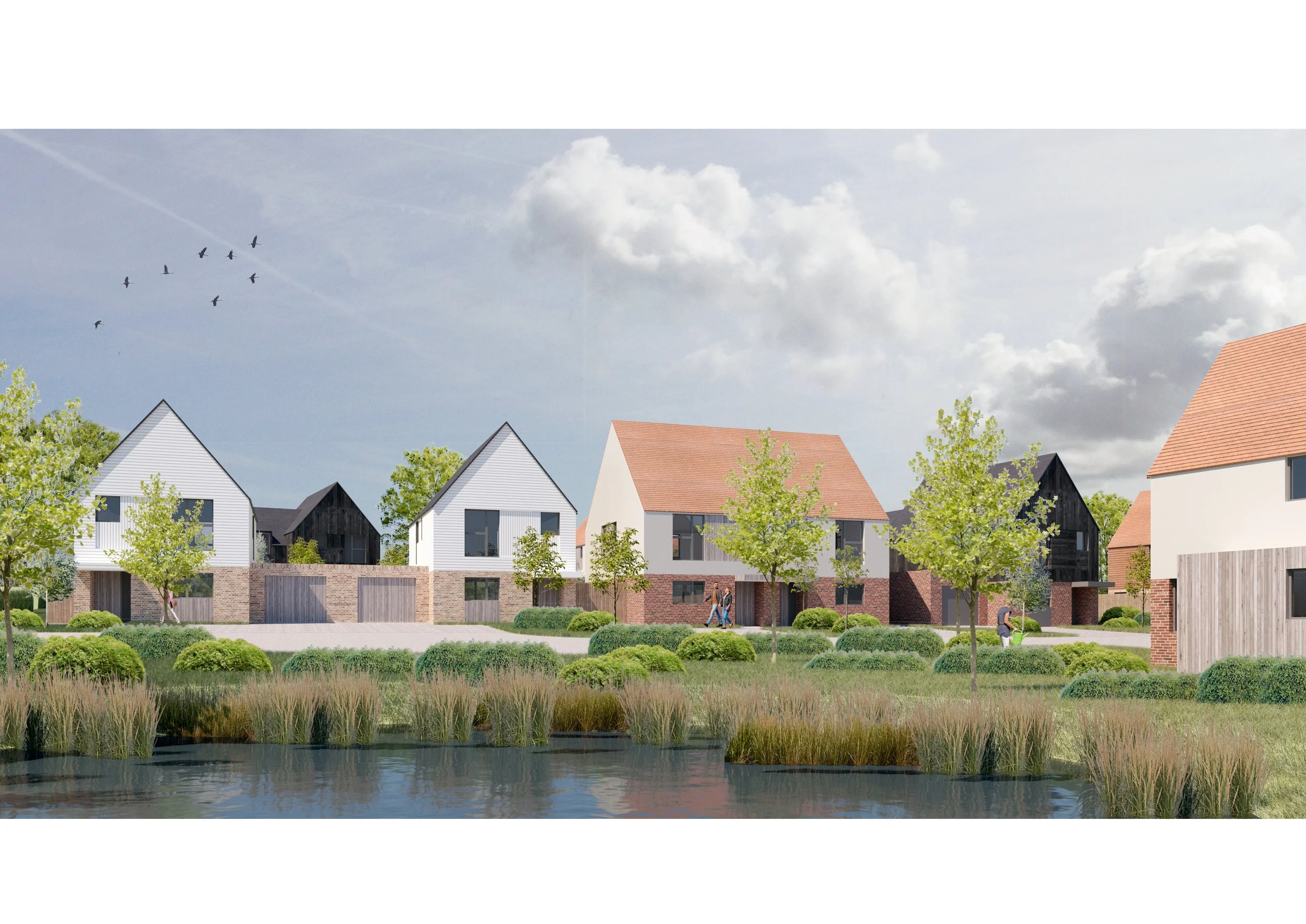 CGI of the Peasmarsh residential development in East Sussex where Landarm led planning viability negotiations resulting in full planning permission with zero affordable housing provision.